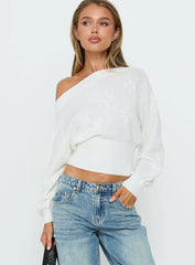 Lalola Asymmetrical Knit Sweater White