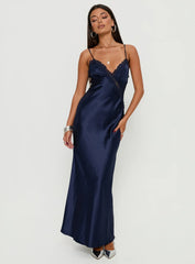Madelene Lace V Neck Maxi Dress Navy