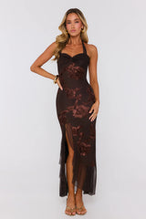 Seat Saved Mesh Maxi Dress Brown