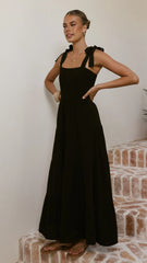 Carlina Tiered Maxi Dress - Black