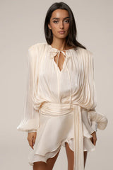 Cream Pure Glow Draped Mini Dress