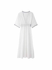 New Trendy Embroidered V-Neck Maxi Dress – Effortlessly Stylish & Versatile