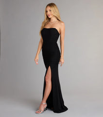 Selene Mesh Strapless Slit Mermaid Formal Dress