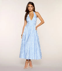 Ellen Lace-Up Halter A-Line Midi Formal Dress