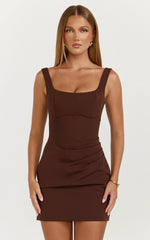 Balconette Shaping Fitted Dress in Chocolate