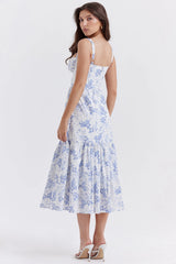 'Elia' Blue Print Midi Sundress
