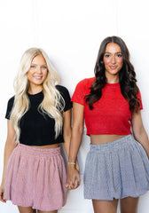 Checker Bubble Skirt Black