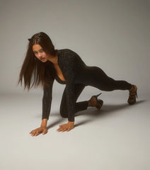 Feline Fierce Rhinestone Zip-Up Catsuit