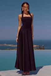 ODINA SQUARE NECK MAXI DRESS - BLACK