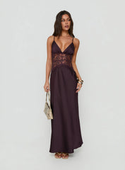 Klairee Halter Lace Maxi Dress Plum