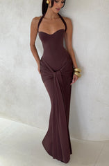 Gia Maxi Dress - Plum Brown