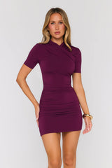 Standards Set Short Sleeve Mini Dress Plum