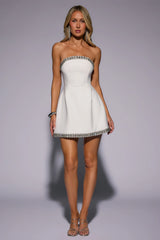 Well Dressed Tonight Embellished Strapless Mini Dress White