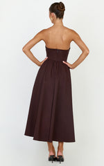 Strapless Fit And Flare Dress in Chocolate