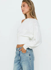 Lalola Asymmetrical Knit Sweater White