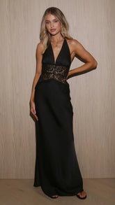 Celia Lace Maxi Dress - Black