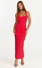 V Neck Corset Top Bodycon Dress in Red