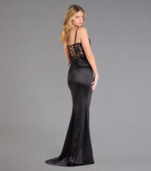 Idra Lace Corset Satin Wrap Formal Dress