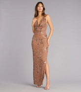 Maren Floral Sequin Mesh Halter Formal Dress