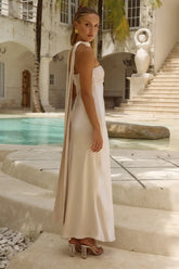 ELSA STRAPLESS SCARF MAXI DRESS - IVORY