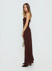 Kaemila Halter Chiffon Maxi Dress Brown