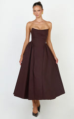 Strapless Fit And Flare Dress in Chocolate