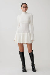Pointelle Knit Mini Dress - Ivory