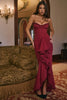 Wine Ruffled Front Gown