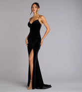 Fia Sleeveless Velvet Wrap Corset Mermaid Dress