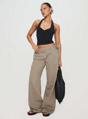 Paltrow Mid Rise Wide Leg Cargo Jeans Washed Brown