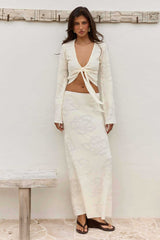 INFERNO LOW WAISTED MAXI KNIT SKIRT - OFF WHITE