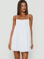 Stick With Me Tie Back Babydoll Mini Dress White
