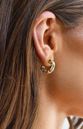 Lula Gold Multi Stone Hoop Earrings