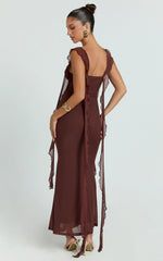 Ruffle Strap Dress in Chocolate