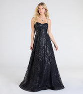 Klaire Lace-Up A-Line Glitter Sequin Formal Dress