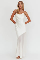 Gilded Dream Chiffon Hem Maxi Dress Oyster