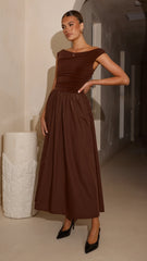 Immy Midi Dress - Brown