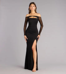 Elianna Mesh Off-The-Shoulder Mermaid Dress