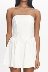 Fiora Basque Waist Strapless Mini Dress White