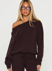 Wellness Off The Shoulder Sweatshirt Brown