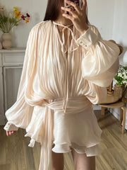 Cream Pure Glow Draped Mini Dress