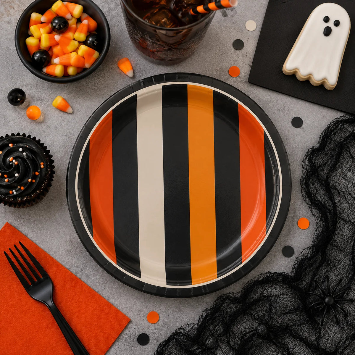 Boo Bash Striped Lunch Plates, 9in, 8ct