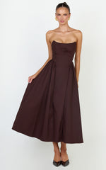 Strapless Fit And Flare Dress in Chocolate