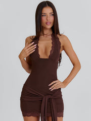KAMILIA MINI DRESS BROWN
