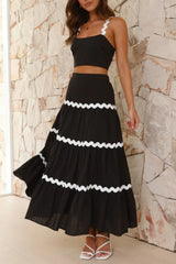 Hazel Blues® |  Contrast Trim Cami and Maxi Skirt Set