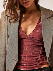 They Should Put that on the Box Lace Cap Sleeve Ruched T-Shirt