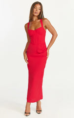 V Neck Corset Top Bodycon Dress in Red