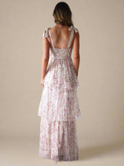 Rosalie Rose Garden Tiered Floral Tulle Maxi Dress