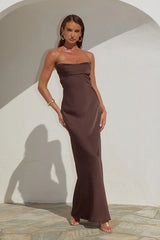 MADELEINE STRAPLESS MAXI DRESS - BITTER CHOCOLATE