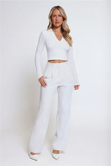 BASE Form Luxe Knit Collared Long Sleeve Top White
